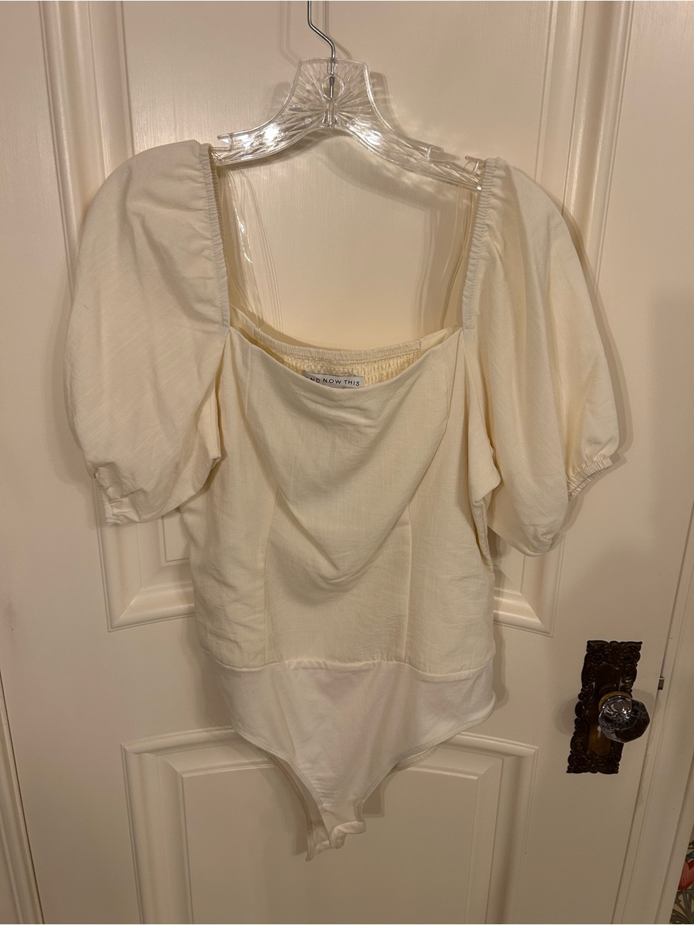 Cream Puff Sleeve Square Neck Bodysuit